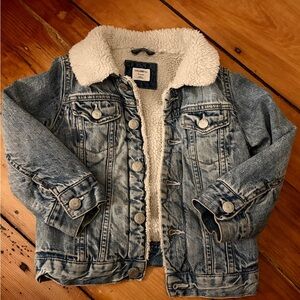 GAP Blue Denim Jacket with Cream Sherpa Lining